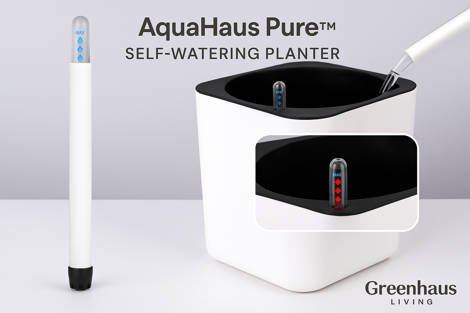 AquaHaus Pure™ – Modern White Self-Watering Planter